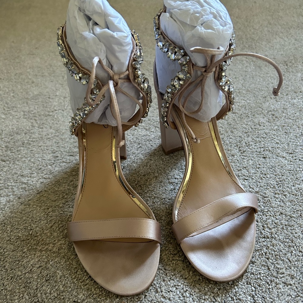 Jewel Badgley Mischka Embellished Block Heels